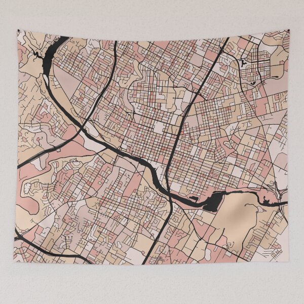 Item preview, Austin Map Pattern in Soft Pink Pastels designed and sold by PatternMaps.
