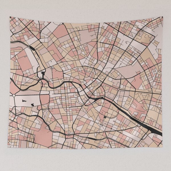 Item preview, Berlin Map Pattern in Soft Pink Pastels designed and sold by PatternMaps.