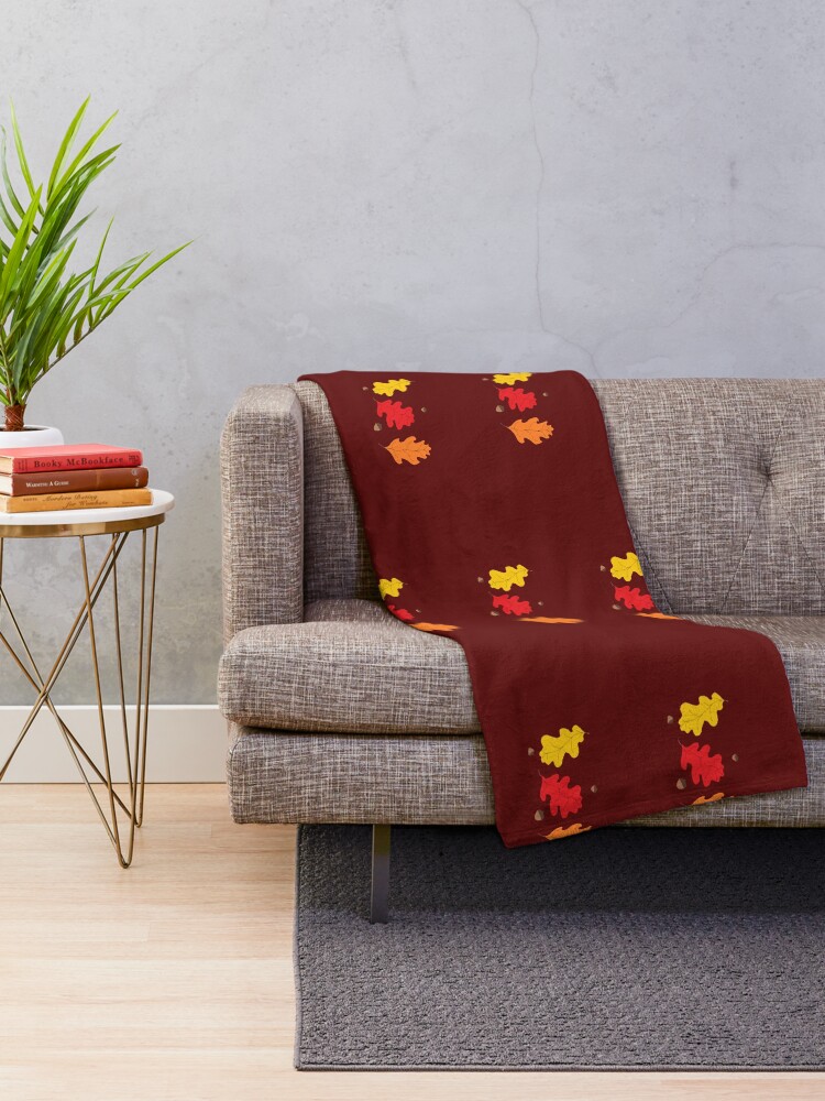 Thumbnail 2 of 6, Throw Blanket, Fall's Oak Leaves and Acorns designed and sold by 5849.