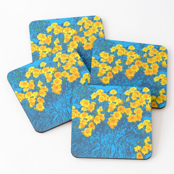 Item preview, ABSTRACT YELLOW DAY LILY GARDEN  FLORALS BLUE ART designed and sold by sharlesart.