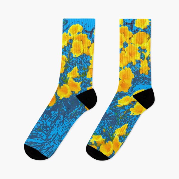 Item preview, ABSTRACT YELLOW DAY LILY GARDEN  FLORALS BLUE ART designed and sold by sharlesart.