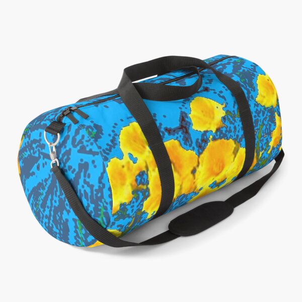Item preview, ABSTRACT YELLOW DAY LILY GARDEN  FLORALS BLUE ART designed and sold by sharlesart.