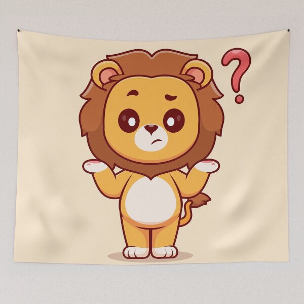 Item preview, Lion's Puzzlement: Cute Confused Lion Cartoon Vector Icon Illustration designed and sold by hjian8219.
