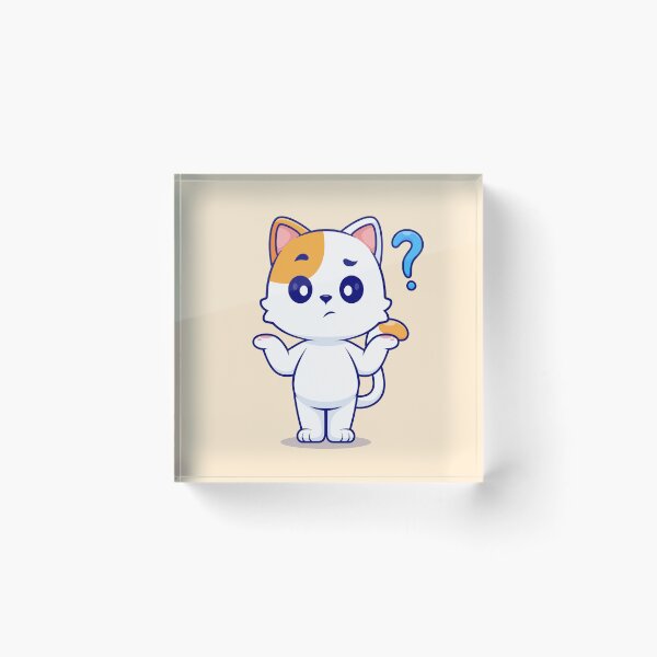 Item preview, Confused Cat: Charming Cartoon Icon for Animal and Nature Enthusiasts designed and sold by hjian8219.