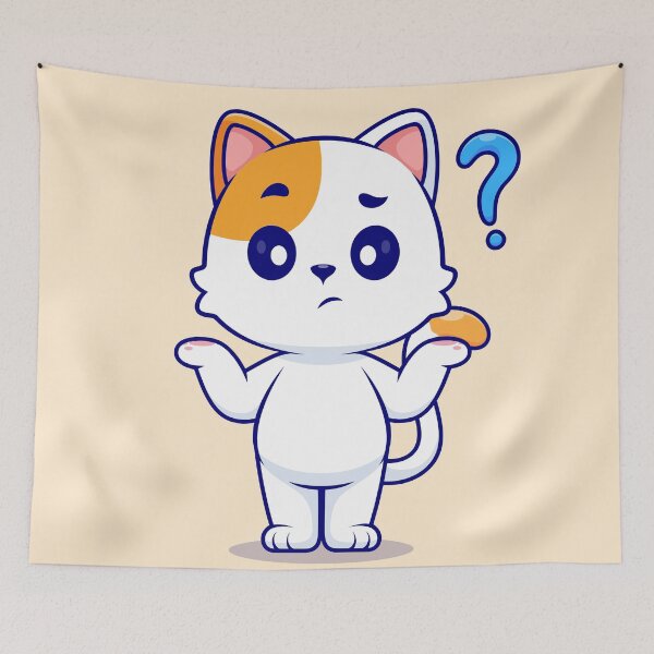 Item preview, Confused Cat: Charming Cartoon Icon for Animal and Nature Enthusiasts designed and sold by hjian8219.