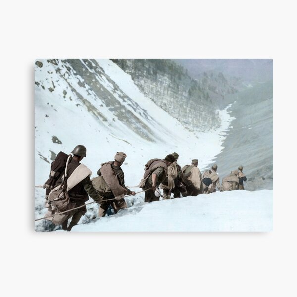 Republican soldiers crossing the border in the Pyrenees, 1938. Metal Print