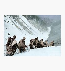 Republican soldiers crossing the border in the Pyrenees, 1938. Photographic Print