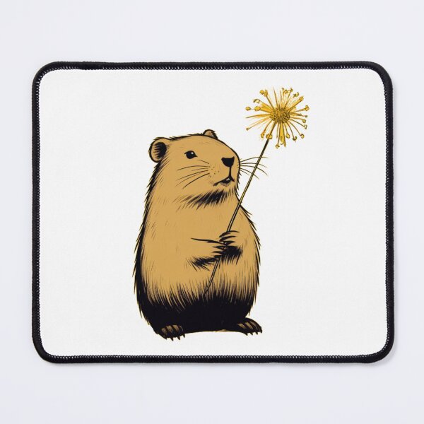 Item preview, Capybara holding flower designed and sold by PawelNature.