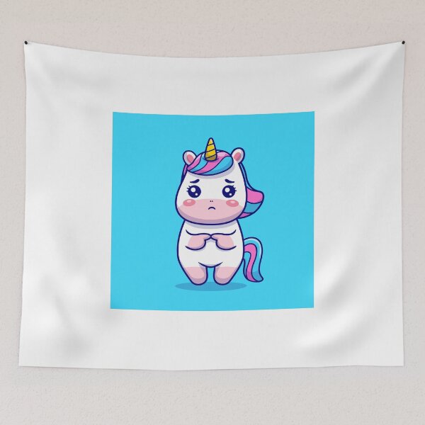 Item preview, Melancholy Unicorn: Adorable Sad Cartoon Icon Illustration designed and sold by hjian8219.