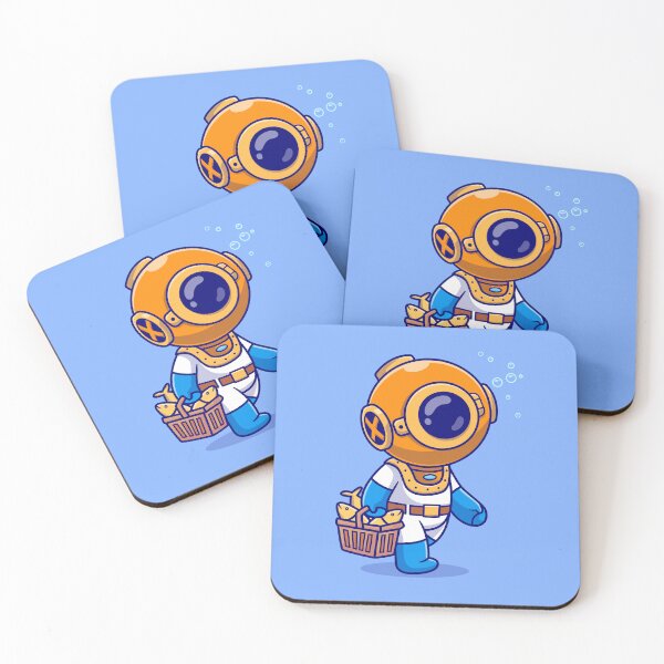 Item preview, Marine Discovery: Cute Diver with Fish Basket Cartoon Vector Icon designed and sold by hjian8219.