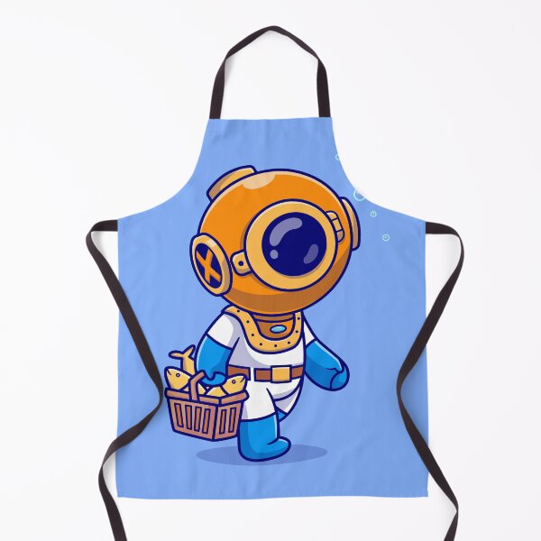 Item preview, Marine Discovery: Cute Diver with Fish Basket Cartoon Vector Icon designed and sold by hjian8219.