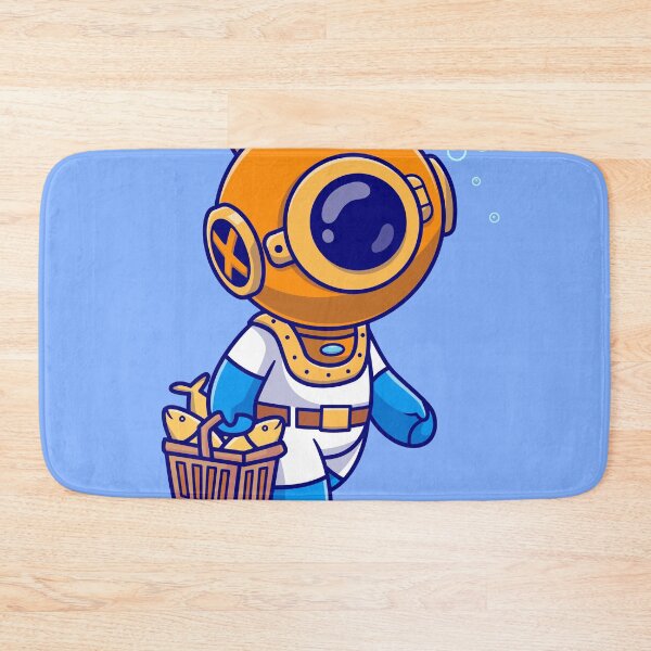 Item preview, Marine Discovery: Cute Diver with Fish Basket Cartoon Vector Icon designed and sold by hjian8219.