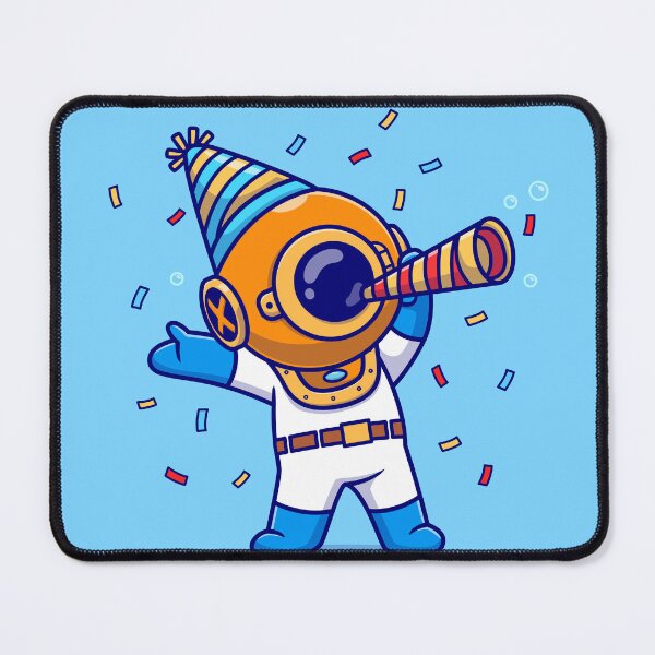 Item preview, Birthday Splash: Cute Diver Celebrate Cartoon Vector Icon designed and sold by hjian8219.