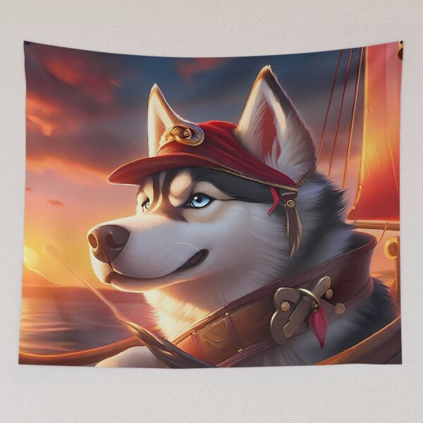 Item preview, Siberian Husky as a daring pirate captain designed and sold by purrfect pattern.