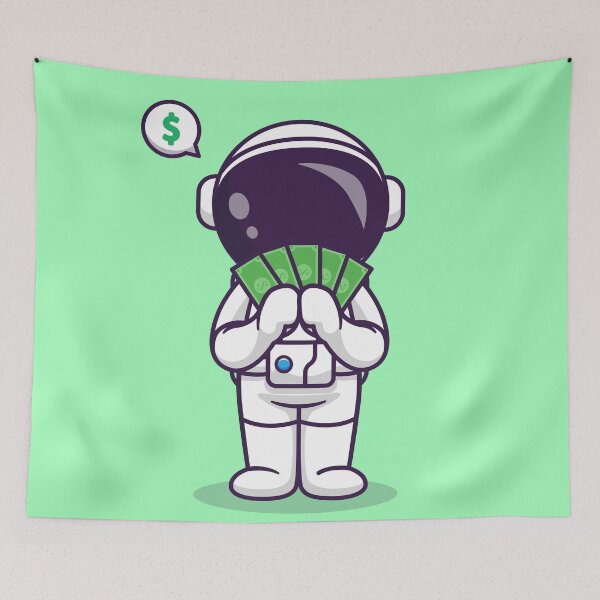 Item preview, Cosmic Finances: Cute Astronaut with Money Cartoon Vector Icon designed and sold by hjian8219.