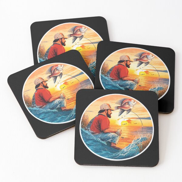 Item preview, Ocean Fisherman Watching Retro Sunset designed and sold by Ridiculam Toga.