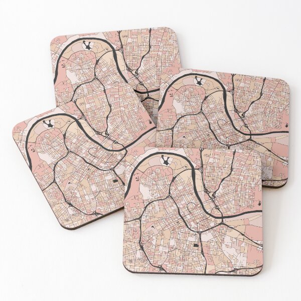 Item preview, Nashville Map Pattern in Soft Pink Pastels designed and sold by PatternMaps.