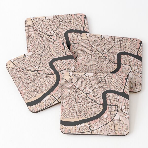 Item preview, New Orleans Map Pattern in Soft Pink Pastels designed and sold by PatternMaps.