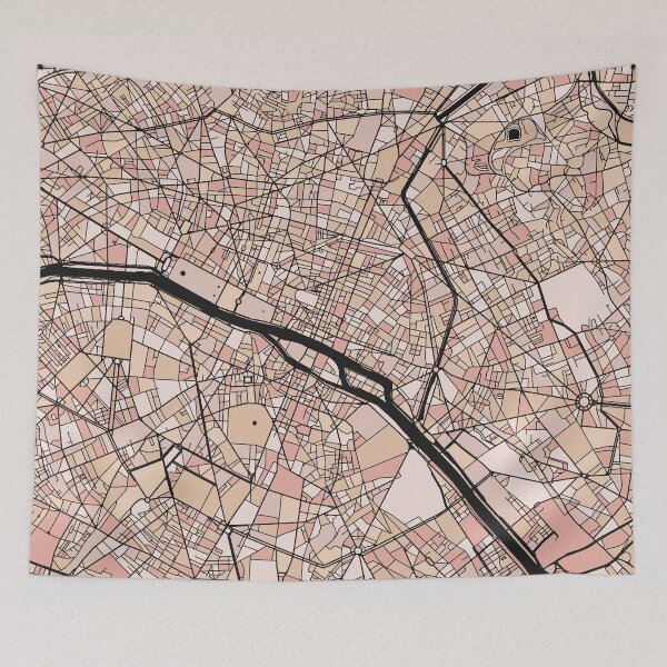 Item preview, Paris Map Pattern in Soft Pink Pastels designed and sold by PatternMaps.