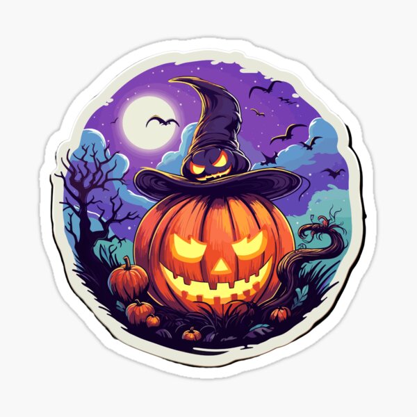 Item preview, Glowing Halloween Pumpkin Sticker designed and sold by CarelessGrin.