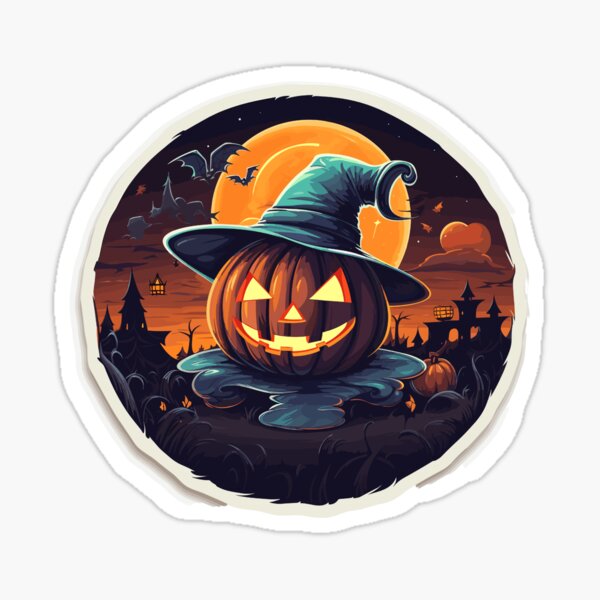 Item preview, Flickering Halloween Pumpkin Witch Sticker designed and sold by CarelessGrin.