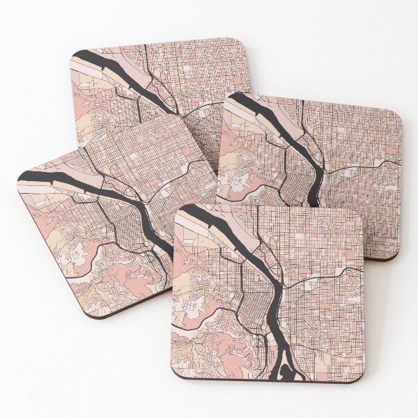 Item preview, Portland Map Pattern in Soft Pink Pastels designed and sold by PatternMaps.