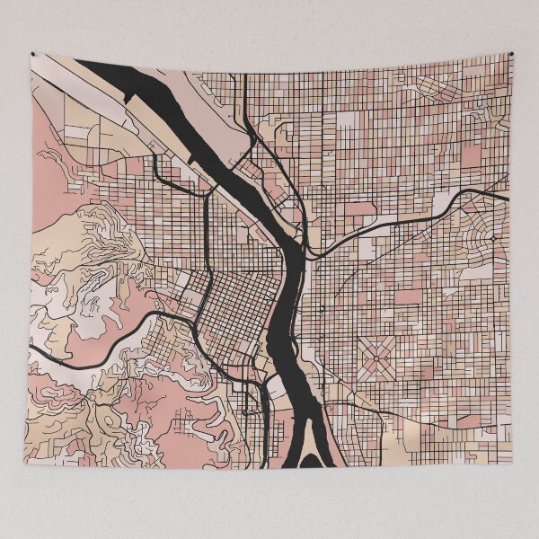 Item preview, Portland Map Pattern in Soft Pink Pastels designed and sold by PatternMaps.
