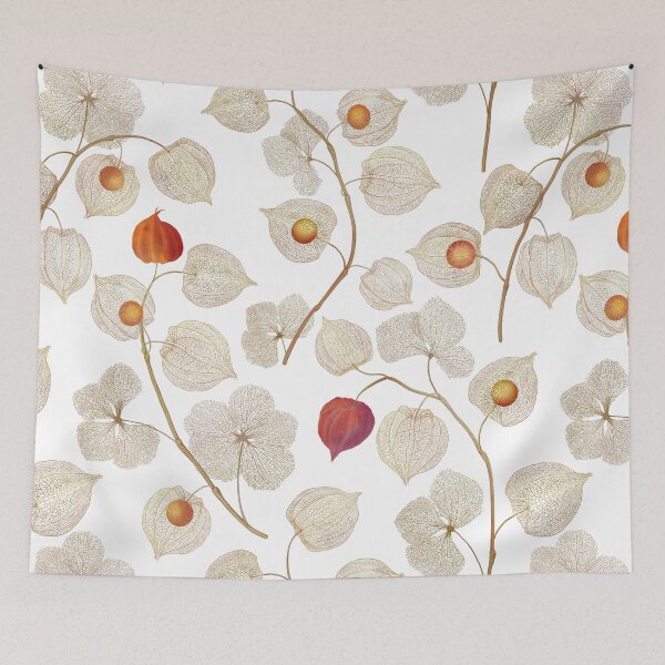 Item preview, Physalis dry plants seamless watercolor pattern. Cape gooseberry flowers. Autumn Aztec Berries. Golden berry structure designed and sold by likapix.