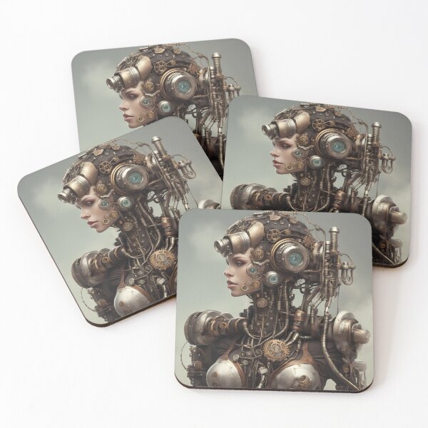 Item preview, Female steampunk cyborg designed and sold by Maths-4-Nerds.