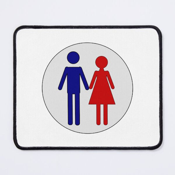 Item preview, Man and Woman, Blue and Red Stencils, on Light Grey Circle with Black Trim designed and sold by AASparksDesigns.
