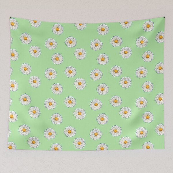 Item preview, White Daisies on Pastel Green designed and sold by Cass Noel Studio.