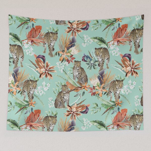 Item preview, animal, Jaguare, leopard, tropical, summer, leaves designed and sold by mintdiamond21.