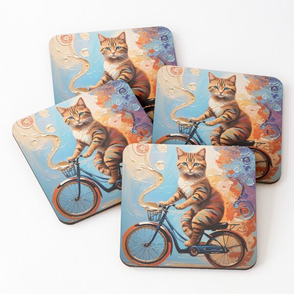 Item preview, Surreal Cat Cyclist designed and sold by Ceemko's Vintage Corner.