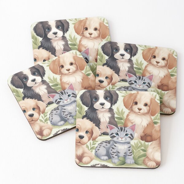 Item preview, Animal Friends Cute and endearing puppy and kittens 5 designed and sold by Tem‑Tip of pen.