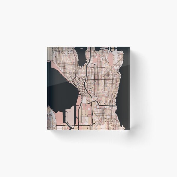 Item preview, Seattle Map Pattern in Soft Pink Pastels designed and sold by PatternMaps.