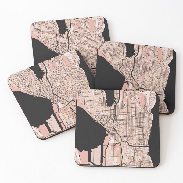 Item preview, Seattle Map Pattern in Soft Pink Pastels designed and sold by PatternMaps.