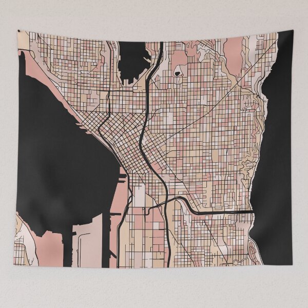 Item preview, Seattle Map Pattern in Soft Pink Pastels designed and sold by PatternMaps.