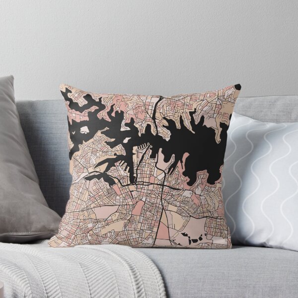 Aperçu de l'œuvre Motif de carte de Sydney dans des tons pastels rose pâle créée et vendue par PatternMaps.