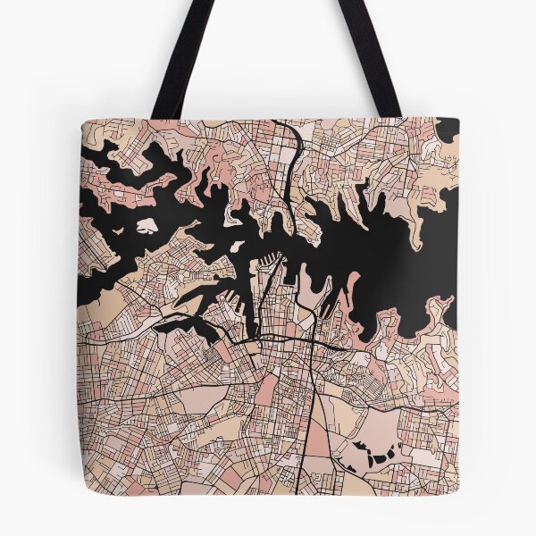 Aperçu de l'œuvre Motif de carte de Sydney dans des tons pastels rose pâle créée et vendue par PatternMaps.