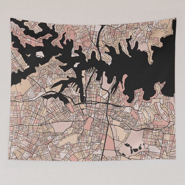 Item preview, Patrón de mapa de Sydney en tonos pastel de color rosa suave designed and sold by PatternMaps.