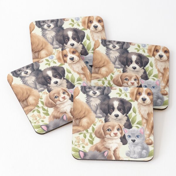 Item preview, Animal Friends Cute and endearing puppy and kittens 6 designed and sold by Tem‑Tip of pen.