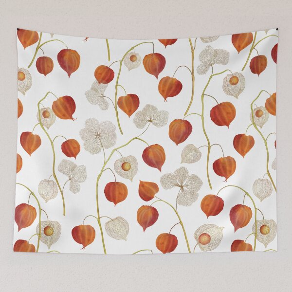Item preview, Physalis plant colorful autumn flowers. Cape gooseberry buds, leaves structure. Chinese lantern. Golden berry watercolor designed and sold by likapix.
