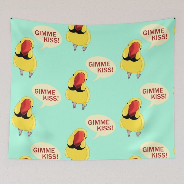 Aperçu de l'œuvre GIMME KISS - ringneck indien jaune créée et vendue par FandomizedRose.