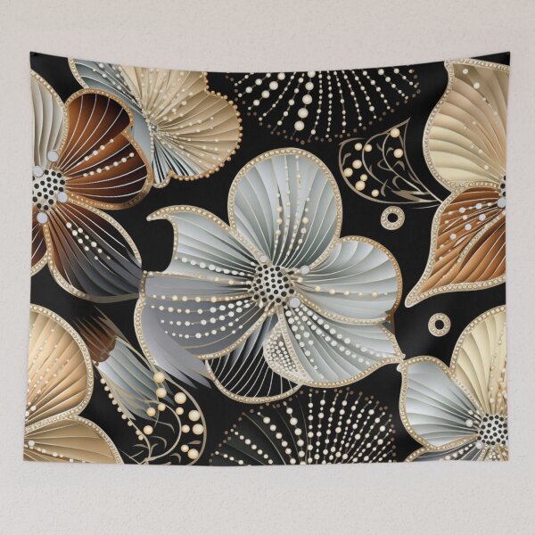 Artikelvorschau, Buntes Fantasiemuster weiß gold kupfer Ornamente metallic entworfen und verkauft von G-M-Designs.