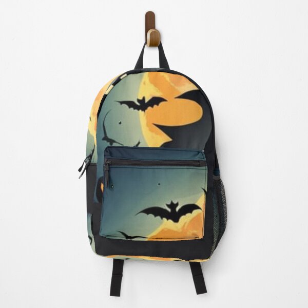 Item preview, Halloween witch, pumpkin, bats, and full moon designed and sold by JackFreestone.