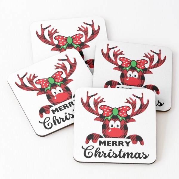 Item preview, Funny Buffalo Plaid Reindeer With a Bow Merry Christmas designed and sold by Black Queens.