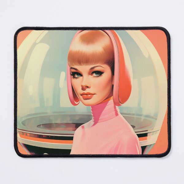 Item preview, Futuristic sci-fi woman in retro vintage ad style designed and sold by GoldenTimesCafe.