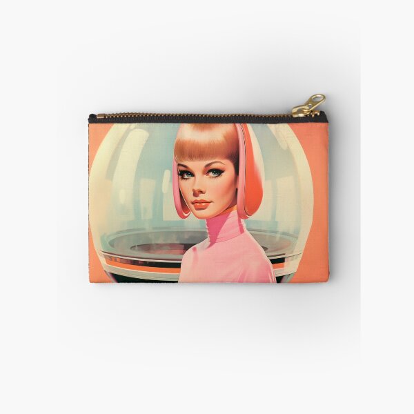 Item preview, Futuristic sci-fi woman in retro vintage ad style designed and sold by GoldenTimesCafe.