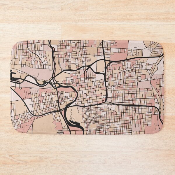 Aperçu de l'œuvre Modèle de carte de Columbus dans des pastels roses tendres créée et vendue par PatternMaps.