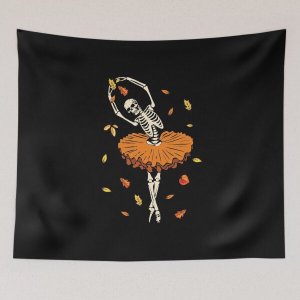 Item preview, Ballerina Skeleton Dancing In Orange Tutu Halloween Costume Ballet Dance Spooky Fall Leaves designed and sold by alenaz.